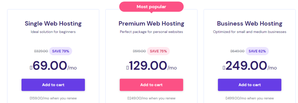 Hostinger shared web hosting pricing plans